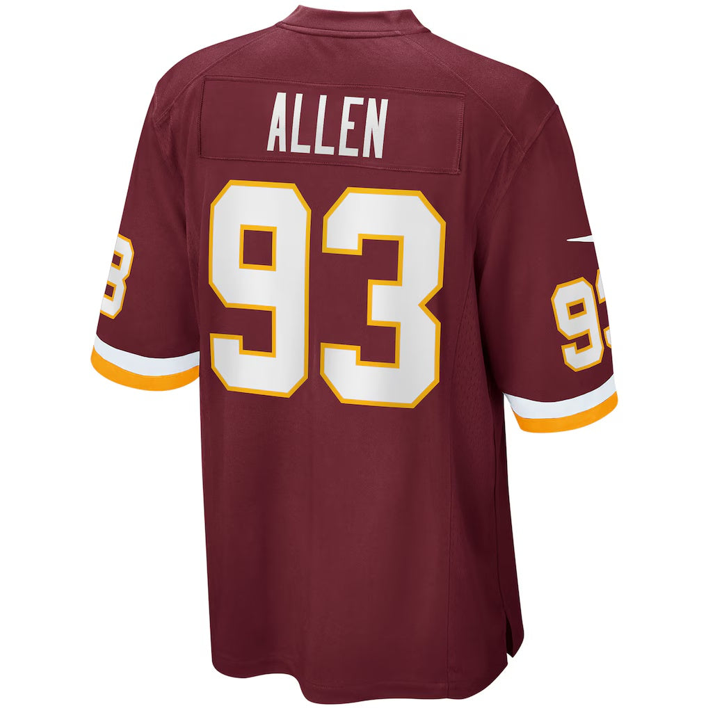 W.Football Team #93 Jonathan Allen Burgundy KLUNKIM Home Game Jersey