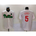 Philadelphia Phillies #5 Bryson Stott White Green KLUNKIM Cool Base Stitched Jersey 2