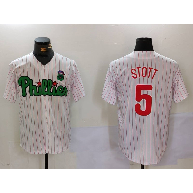 Philadelphia Phillies #5 Bryson Stott White Green KLUNKIM Cool Base Stitched Jersey 2
