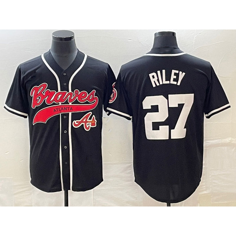 Atlanta Braves #27 Austin Riley Black KLUNKIM Cool Base Stitched Jersey 2