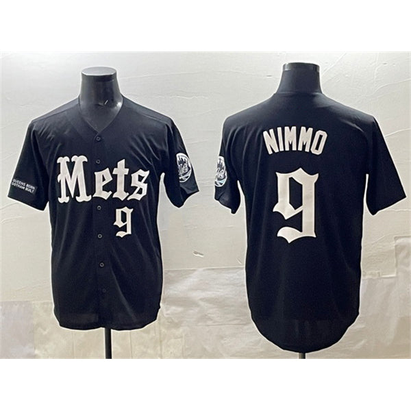 New York Mets #9 Brandon Nimmo Black KLUNKIM 'Gotham Gothic Edition' Vapor Premier Limited Stitched Jersey