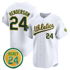 Oakland Athletics #24 Rickey Henderson White KLUNKIM 2024 Home Limited With Rickey Henderson Patch Stitched Jersey