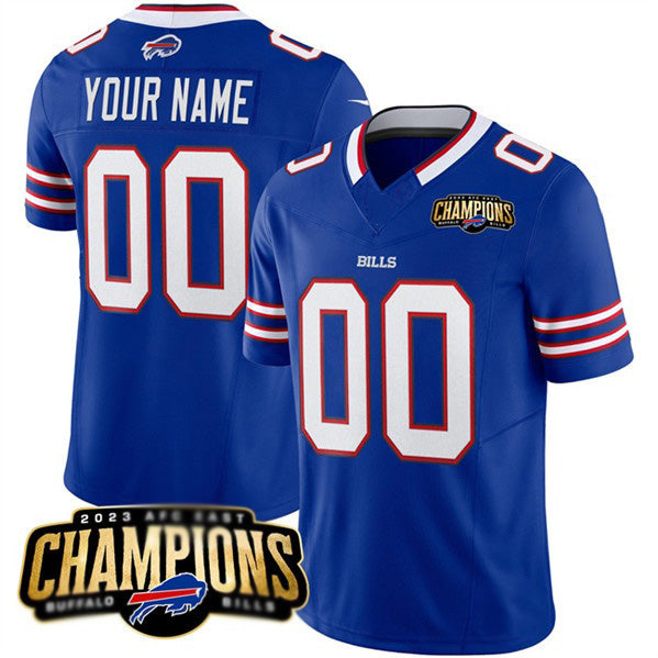 Custom B.Bills Active Player Blue KLUNKIM 2023 F.U.S.E. AFC East Champions Ptach Stitched Jersey