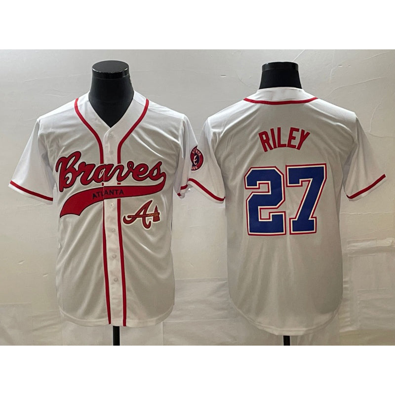 Atlanta Braves #27 Austin Riley White KLUNKIM Cool Base With Patch Stitched Jersey