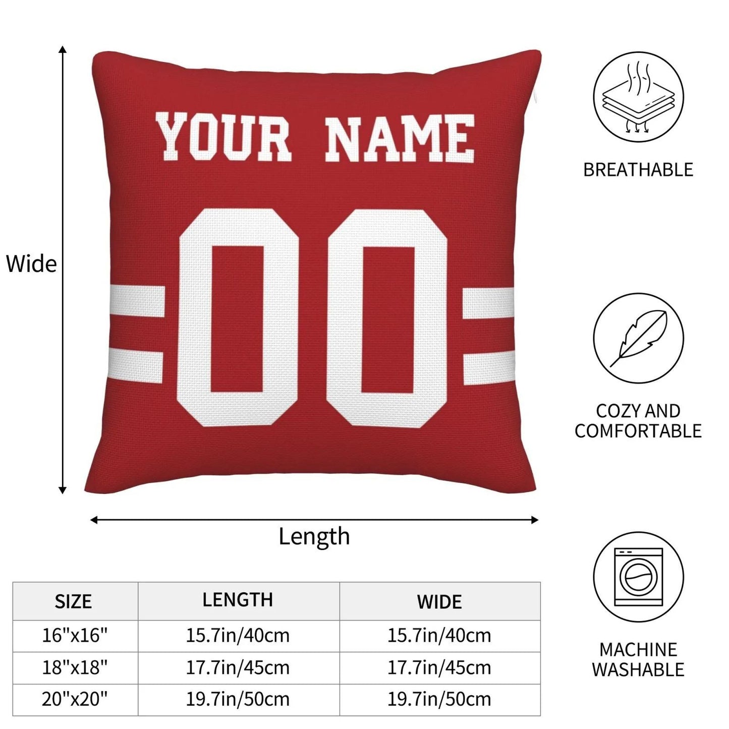 Custom SF.49ers Pillow Decorative Throw Pillow Case - Print Personalized Football Team Fans Name & Number Birthday Gift Football Pillows