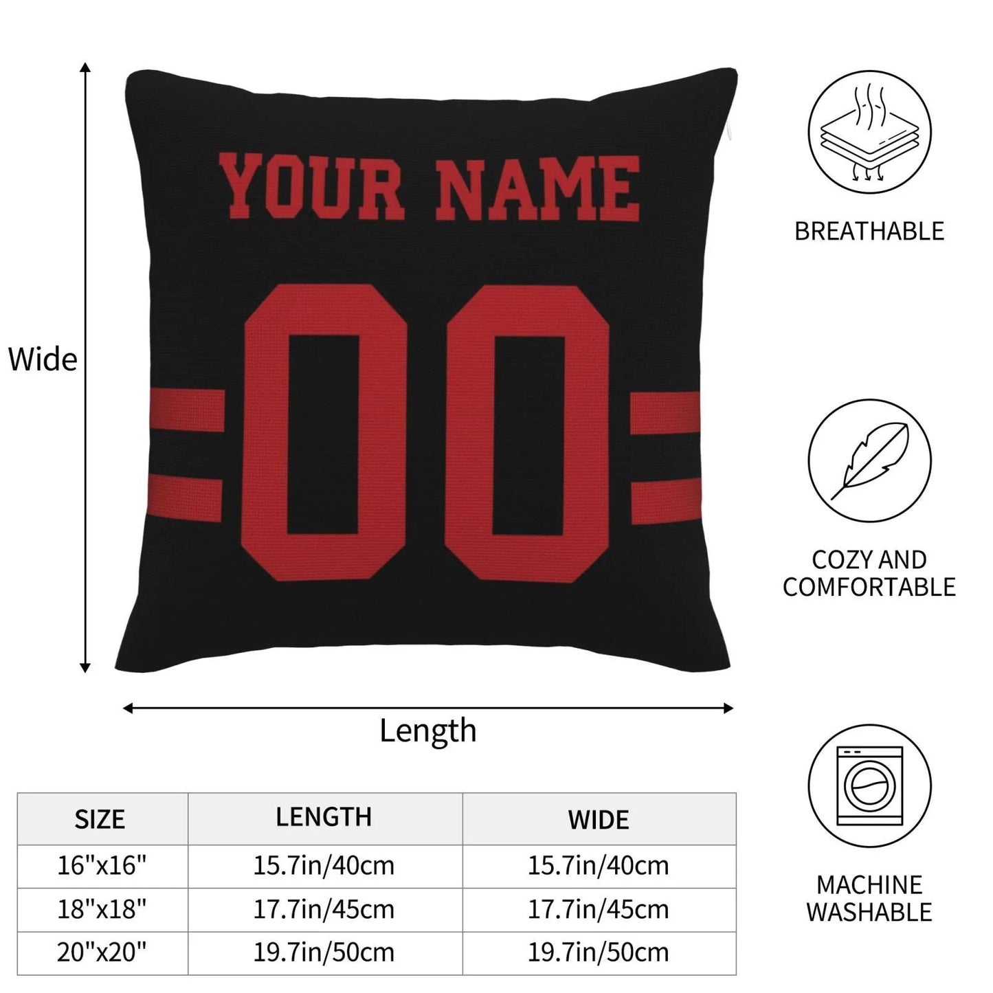 Custom SF.49ers Pillow Decorative Throw Pillow Case - Print Personalized Football Team Fans Name & Number Birthday Gift Football Pillows