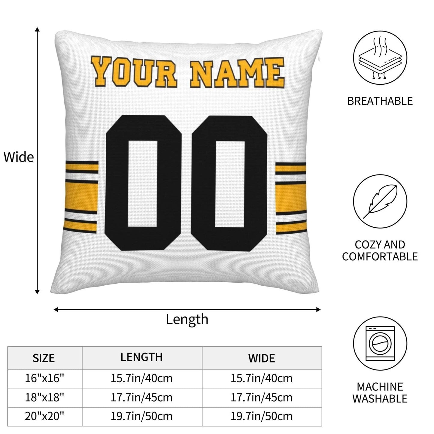 Custom P.Steelers Pillow Decorative Throw Pillow Case - Print Personalized Football Team Fans Name & Number Birthday Gift Football Pillows