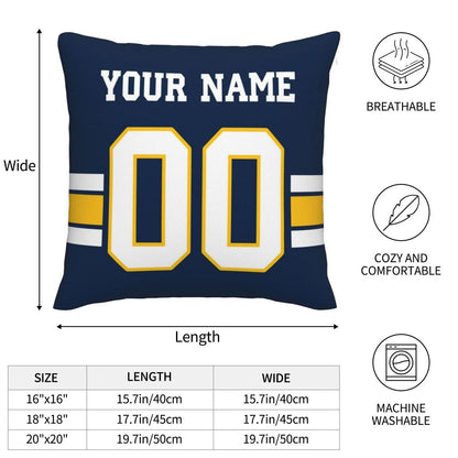 Custom LA.Chargers Pillow Decorative Throw Pillow Case - Print Personalized Football Team Fans Name & Number Birthday Gift Football Pillows