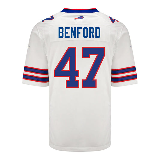 B.Bills #47 Christian Benford White Game Player Jersey Football Stitched American Jerseys