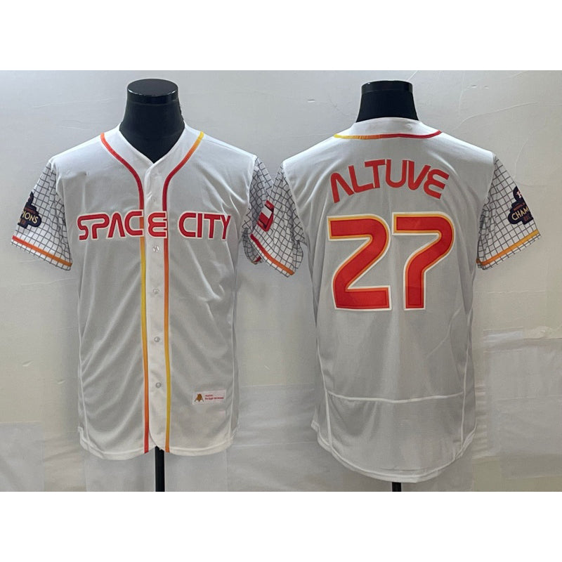 Houston Astros #27 Jose Altuve Number White KLUNKIM 2023 City Connect Flex Base Stitched Jersey 3
