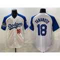 Los Angeles Dodgers #18 Yoshinobu Yamamoto White Royal KLUNKIM 2025 World Series Champions Patch Limited Stitched Jersey