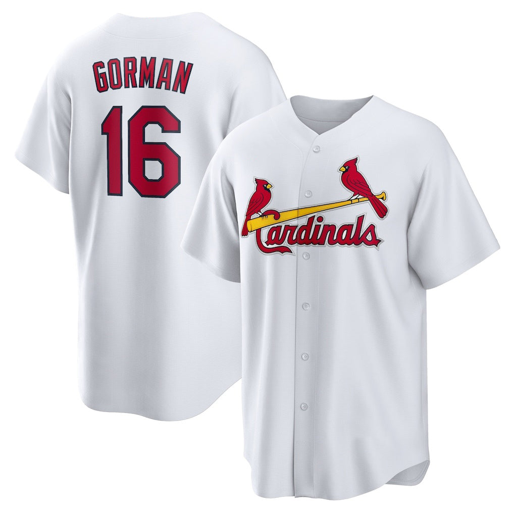 St. Louis Cardinals #16 Nolan Gorman White KLUNKIM Home Replica Jersey