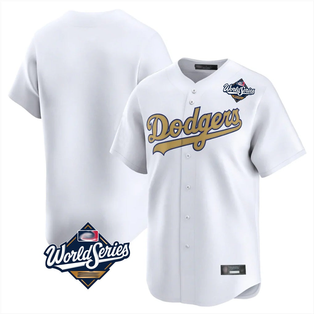 Los Angeles Dodgers Blank Player White Gold KLUNKIM Collection Limited Home World Series Stitched Jerseys