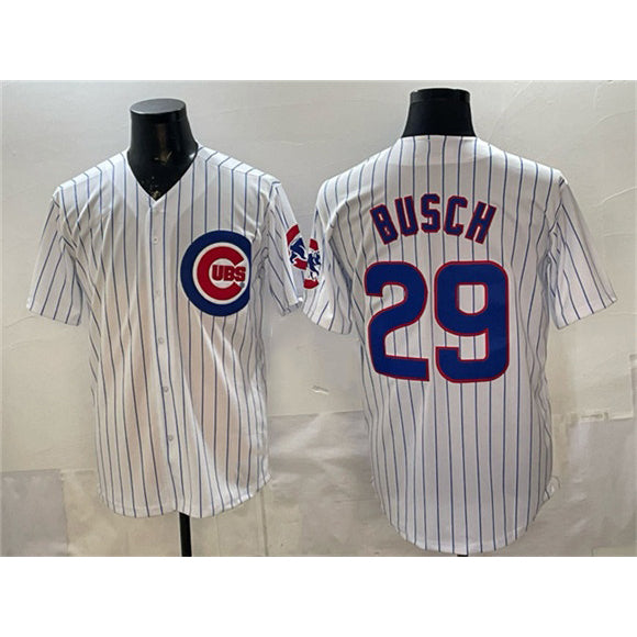 Chicago Cubs #29 Michael Busch White KLUNKIM Cool Base Stitched Jersey