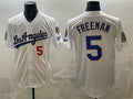 Los Angeles Dodgers #5 Freddie Freeman White KLUNKIM 2026 Gold Collection 9x & B2B Champs Patch Stitched Jersey