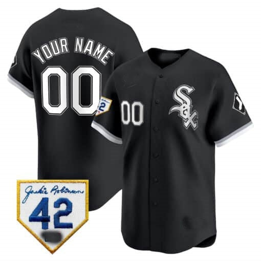 Custom Chicago White Sox 2024 Jackie Robinson Patch Vapor Premier Limited Jersey ¨C Black KLUNKIM