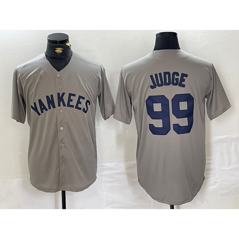 New York Yankees #99 Aaron Judge Name Grey KLUNKIM Stitched Throwback Jersey
