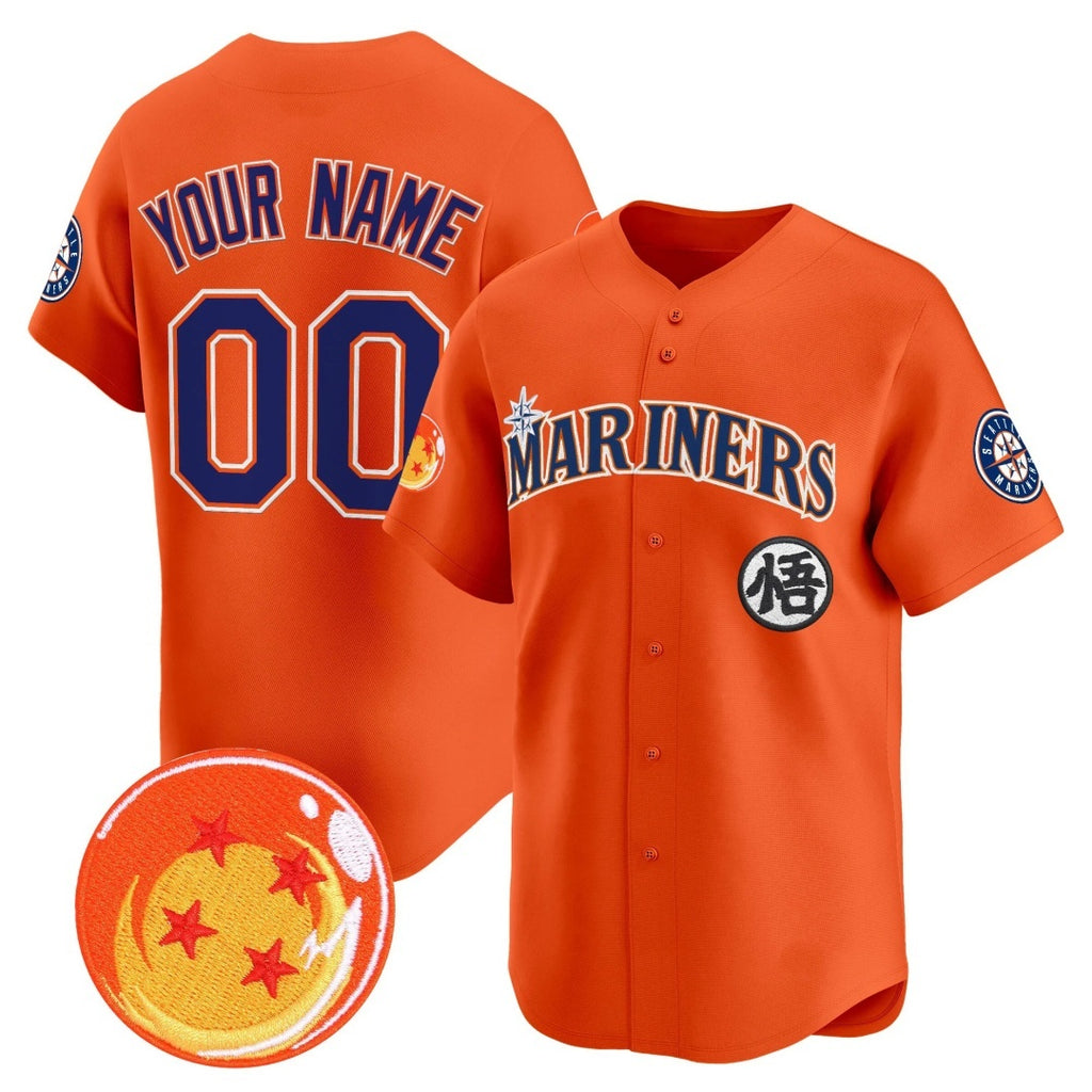 Custom Seattle Mariners x Dragon Ball Orange KLUNKIM Vapor Premier Limited Jersey - All Stitched
