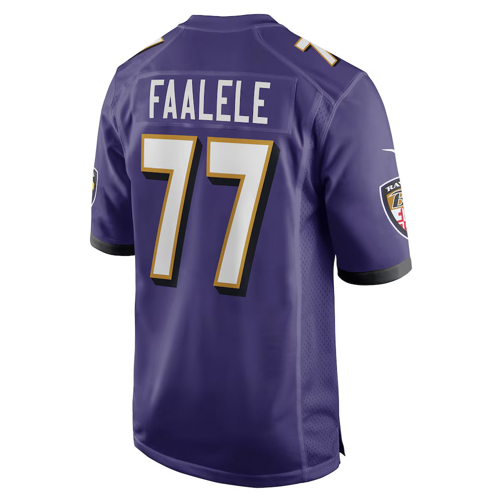 B.Ravens #77 Daniel Faalele Purple KLUNKIM Player Game Jersey