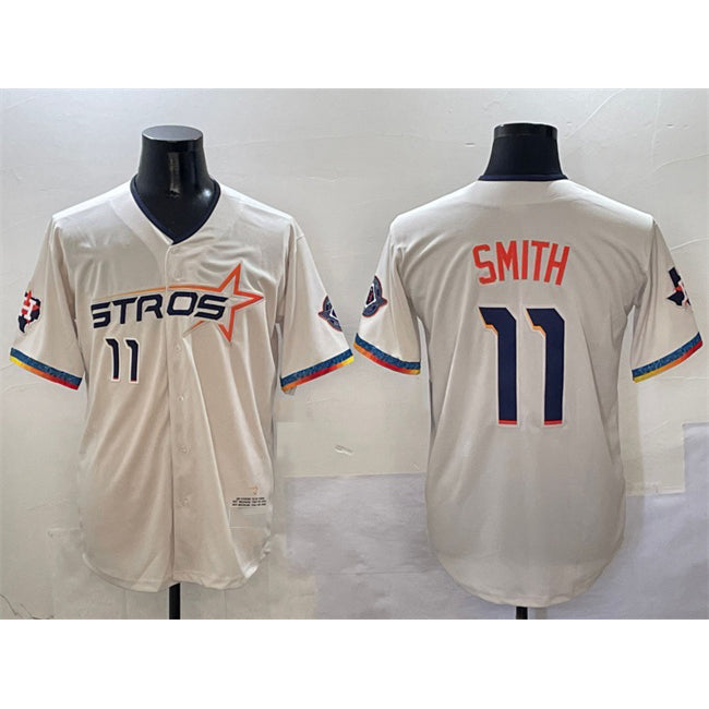 Houston Astros #11 Cam Smith Cream KLUNKIM 2025 City Connect With Texas Patch Limited Stitched Jersey
