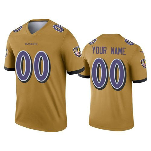 Custom B.Ravens Gold KLUNKIM Inverted Legend Jersey