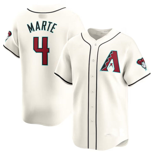 Arizona Diamondbacks #4 Ketel Marte Home Limited Player Jersey - White Stitches Baseball Jerseys