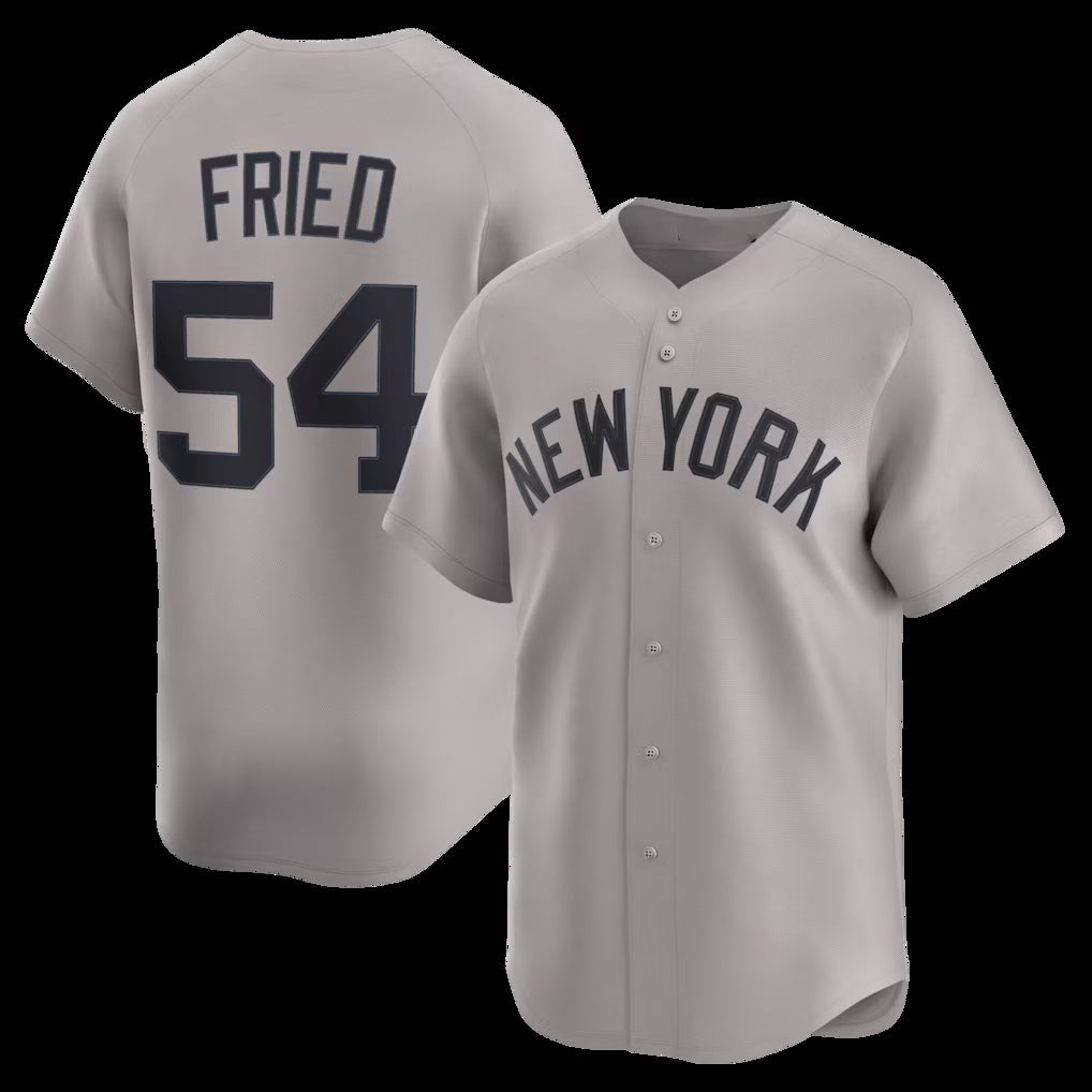 New York Yankees #54 Max Fried Gray KLUNKIM Road Limited Player Jersey