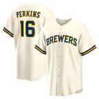 Milwaukee Brewers #16 Blake Perkins Cream KLUNKIM Home Replica Jersey