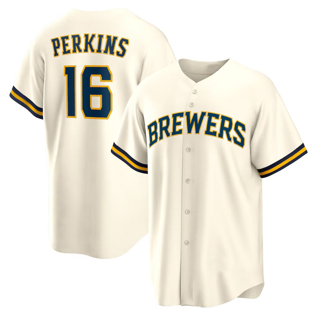 Milwaukee Brewers #16 Blake Perkins Cream KLUNKIM Home Replica Jersey