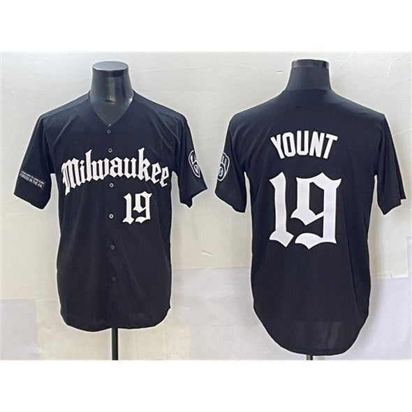 Milwaukee Brewers #19 Robin Yount Black KLUNKIM 'Gothic 414 Shadows Edition' Vapor Premier Limited Stitched Jersey