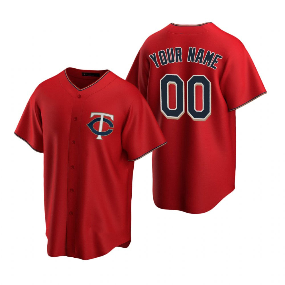 Custom Minnesota Twins Red KLUNKIM Stitched Cool Base Jersey