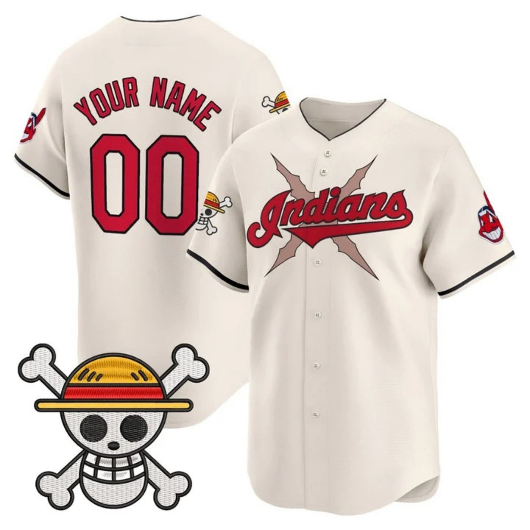 Custom Cleveland Indians x One Piece Cream KLUNKIM Vapor Premier Limited Jersey - Stitched