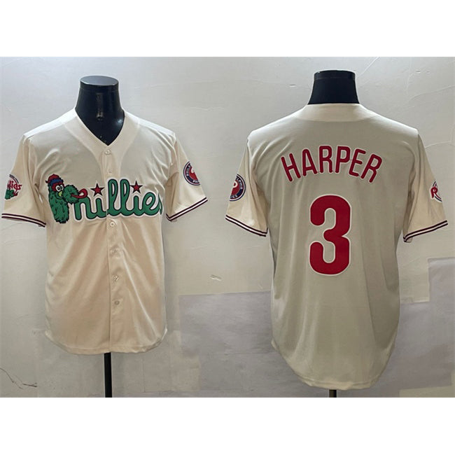 Philadelphia Phillies #3 Bryce Harper Cream KLUNKIM Phanatic Limited Stitched Jersey