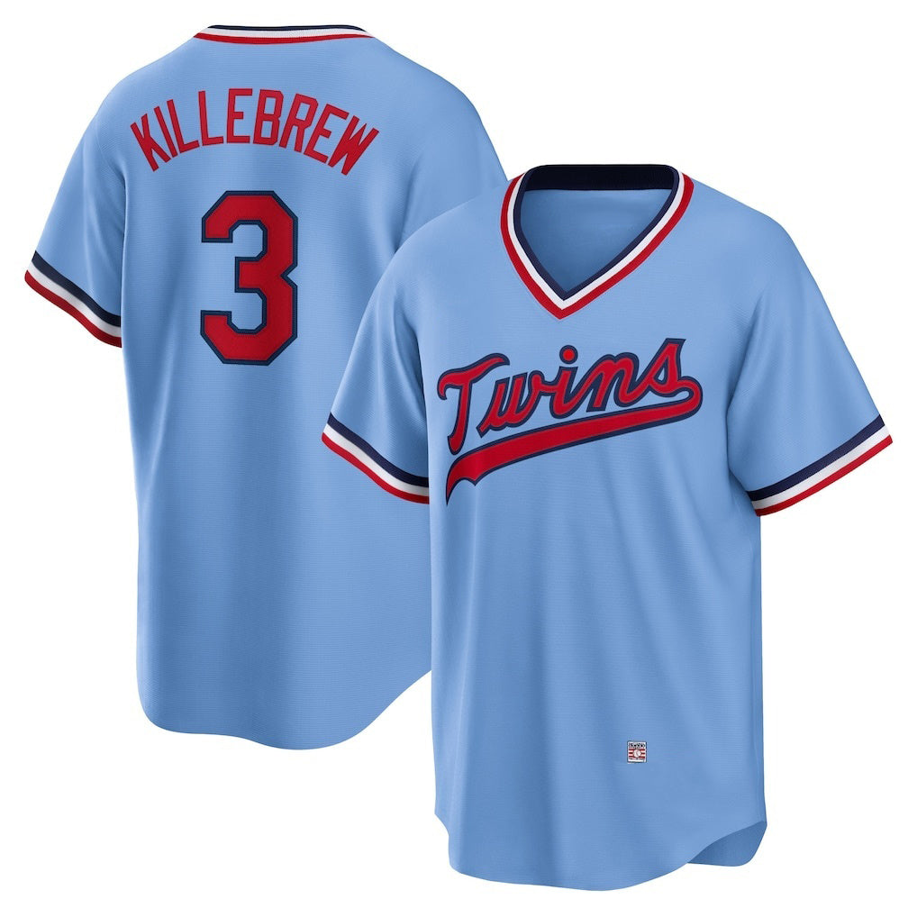 Minnesota Twins #3 Harmon Killebrew Light Blue KLUNKIM Road Cooperstown Collection Player Jersey
