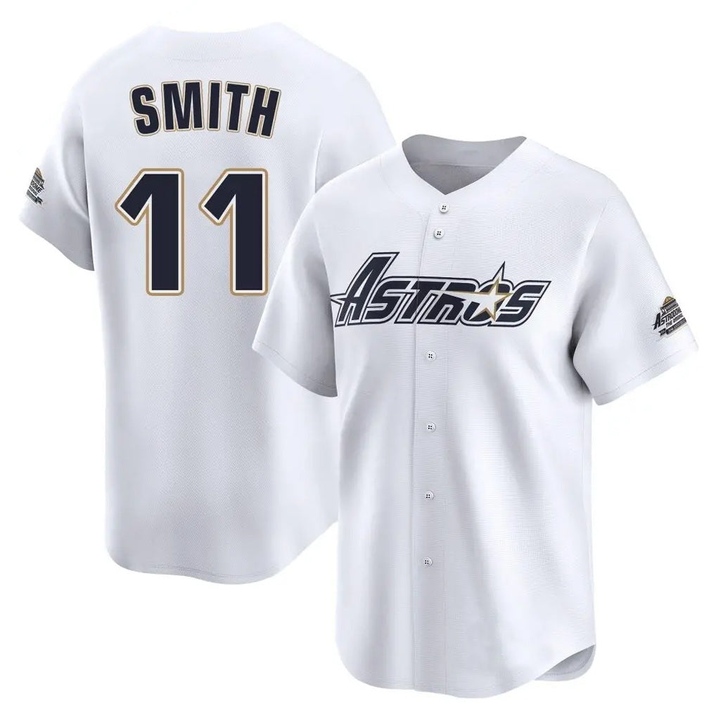 Houston Astros #11 Cam Smith Player White KLUNKIM Throwback Cooperstown Collection Limited Stitched Jerseys