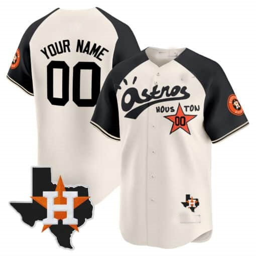 Custom Houston Astros Cactus Jack Style Vapor Premier Limited Jersey ¨C Cream Black KLUNKIM