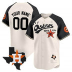 Custom Houston Astros Cactus Jack Style Vapor Premier Limited Jersey ¨C Cream Black KLUNKIM