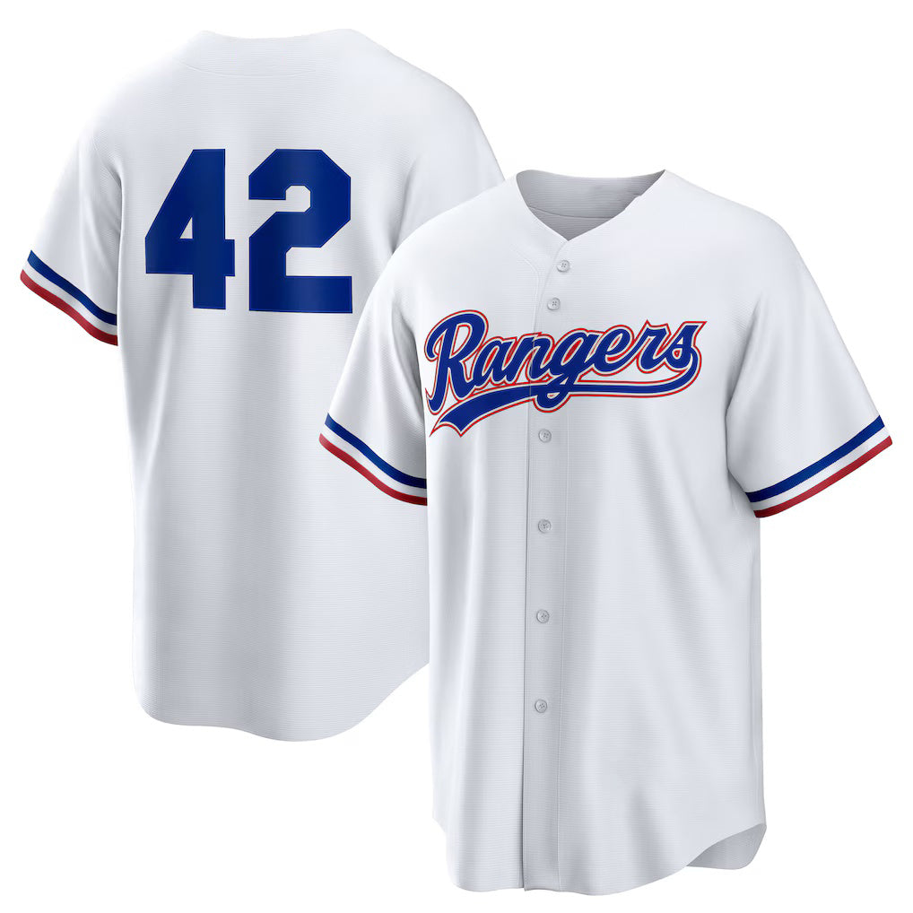 Texas Rangers #42 Jackie Robinson White KLUNKIM Home 2025 Day Replica Jersey