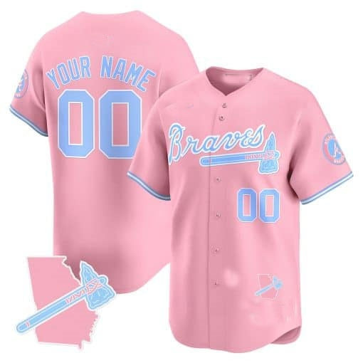 Custom Atlanta Braves Bubblegum Pink Vapor Premier Limited Jersey ¨C All Stitched-Pink KLUNKIM