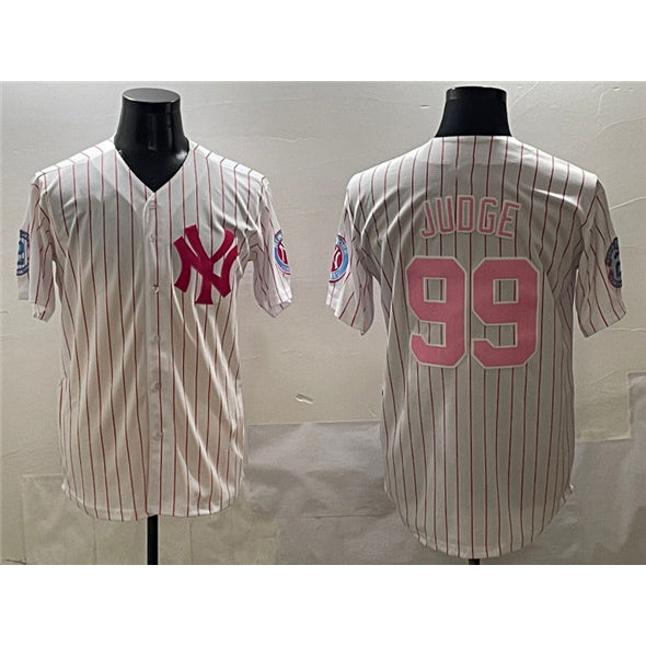 New York Yankees #99 Aaron Judge Pink KLUNKIM With Patch Limited Stitched Jersey