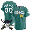 Custom Boston Red Sox x One Piece Green KLUNKIM Zoro Patch Vapor Premier Limited Jersey - Stitched
