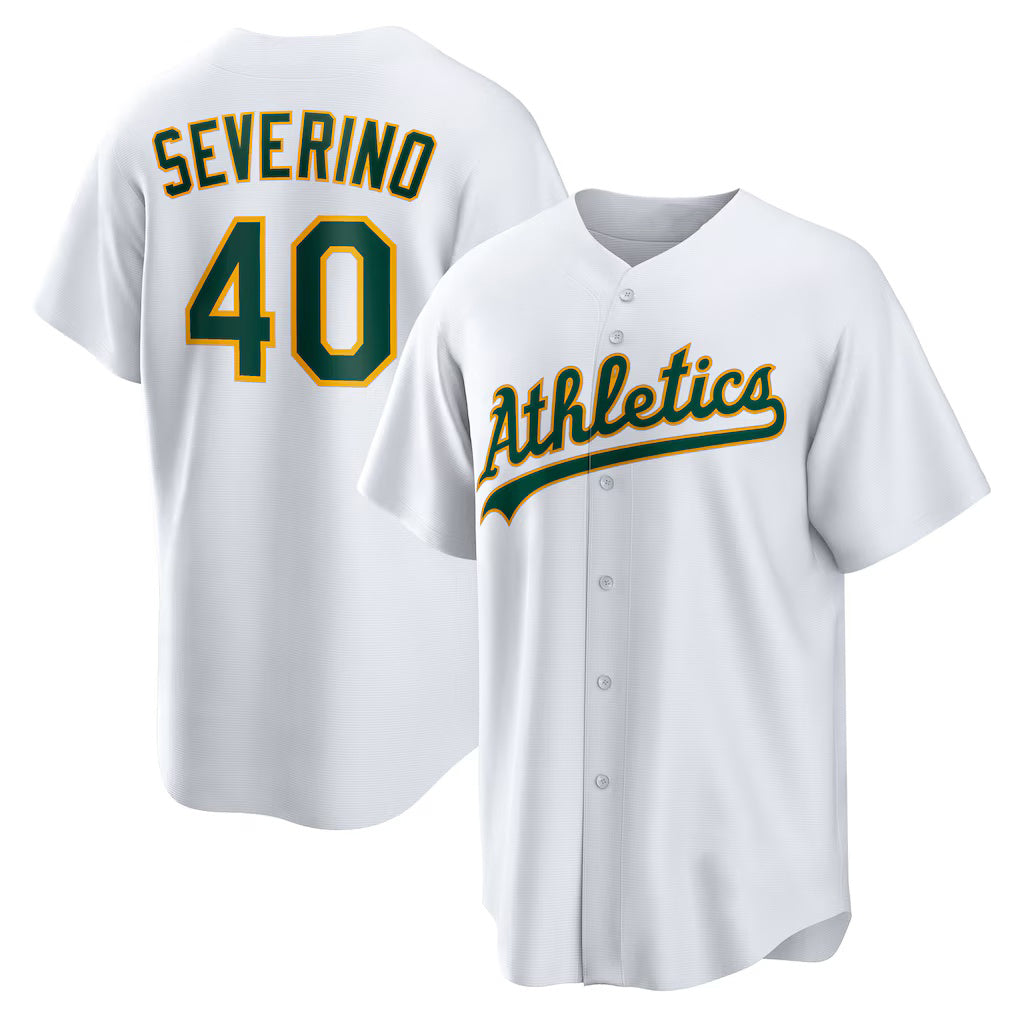 Oakland Athletics #40 Luis Severino White KLUNKIM Home Replica Jersey