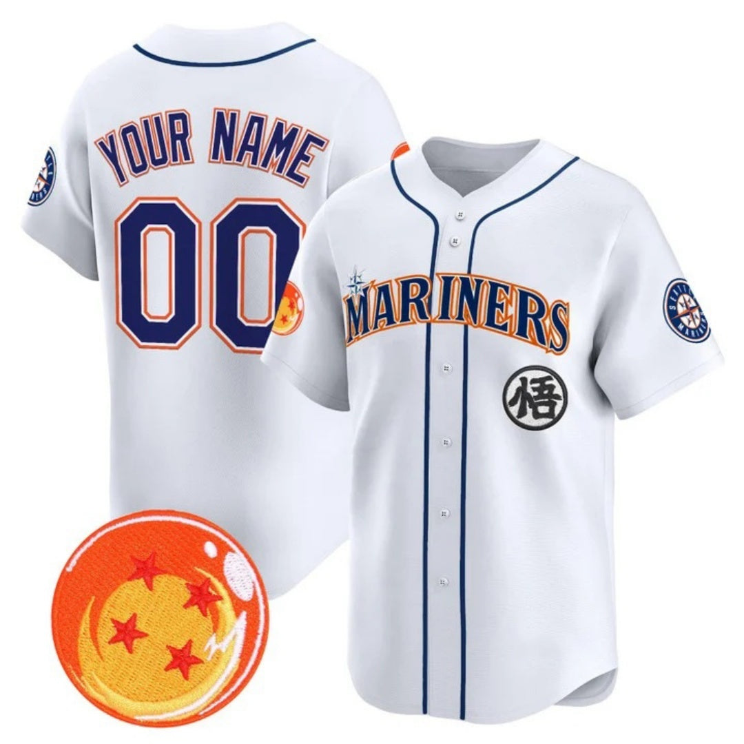 Custom Seattle Mariners x Dragon Ball White KLUNKIM Vapor Premier Limited Jersey - All Stitched