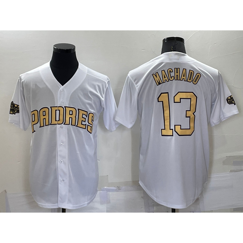 San Diego Padres #13 Manny Machado White KLUNKIM 2022 All Star Stitched Cool Base Jersey