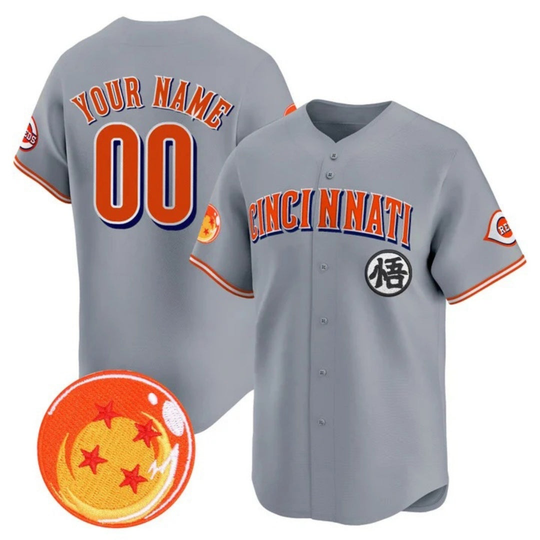 Custom Cincinnati Reds x Dragon Ball Gray KLUNKIM Vapor Premier Limited Jersey - All Stitched