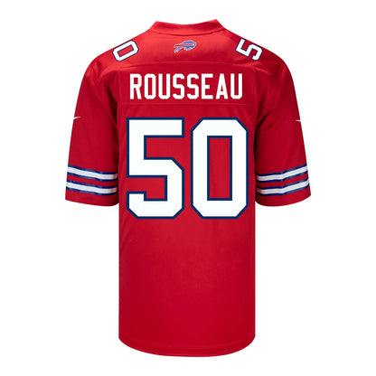 B.Bills #50 Greg Rousseau Red Game Player Jersey Football Stitched American Jerseys