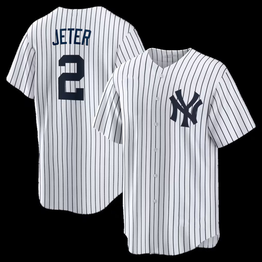 New York Yankees #2 Derek Jeter White KLUNKIM Home Retired Player Replica Jersey
