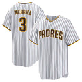 San Diego Padres #3 Jackson Merrill White KLUNKIM Home Replica Jersey