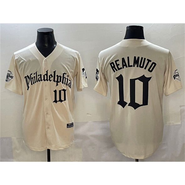 Philadelphia Phillies #10 J.T. Realmuto Cream KLUNKIM Gothic Vapor Limited Stitched Jersey