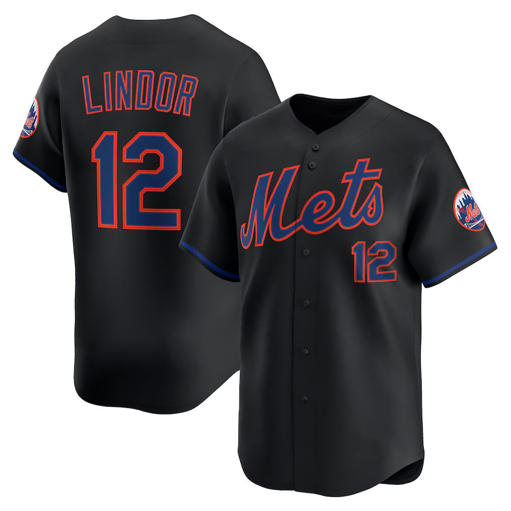 New York Mets #12 Francisco Lindor Black KLUNKIM Alternate Limited Jersey
